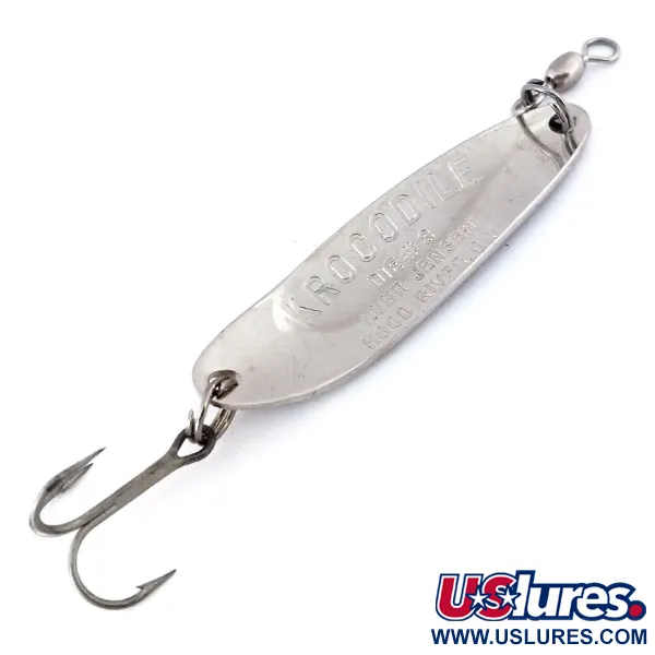 Vintage  Luhr Jensen Krocodile Die #3, 1/3oz Nickel / Blue fishing spoon #10626