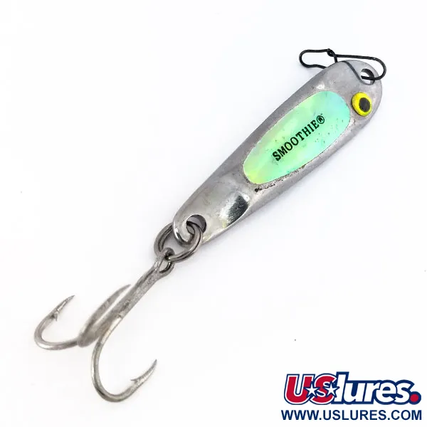 Vintage Hopkins Smoothie Glow Jig Lure, 3/4oz Nickel / Red / Glow fishing spoon #10628