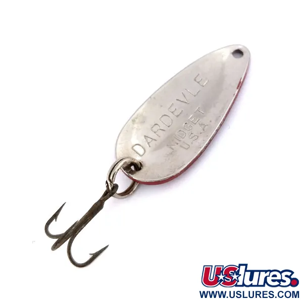 Vintage  Eppinger Dardevle Midget, 3/16oz Red / White / Nickel fishing spoon #10642