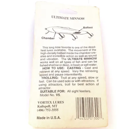 Vortex Lures Ultimate Minnow, Fire Tiger fishing lure #10666