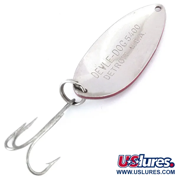 Vintage  Eppinger Dardevle Devle Dog 5400, 1/2oz Red / White / Nickel fishing spoon #10690