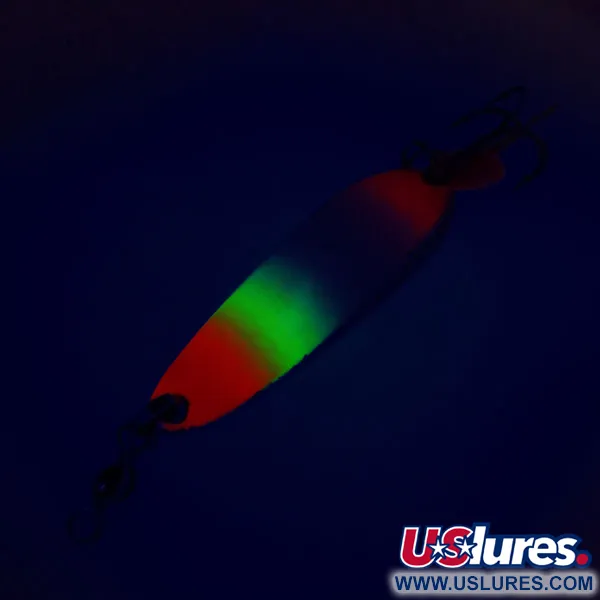 Vintage  Luhr Jensen Krocodile Die #3 UV, 1/3oz White / Pink fishing spoon #10711