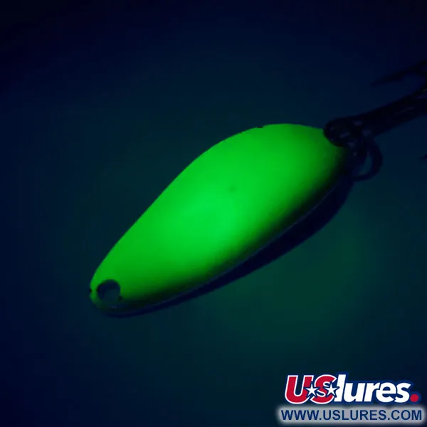 Vintage  Seneca Little Cleo UV, 1/4oz Yellow / Green / Nickel fishing spoon #10737