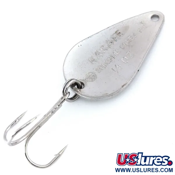 Vintage Atlantic Lures Karate Spoon, 1/2oz Silver fishing spoon #10785
