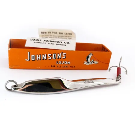 Vintage Johnson Lujon Jig Lure, 2 1/2oz Nickel fishing spoon #10799