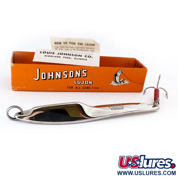 Vintage   Johnson Lujon Jig Lure, 2 1/2oz Nickel fishing spoon #10799