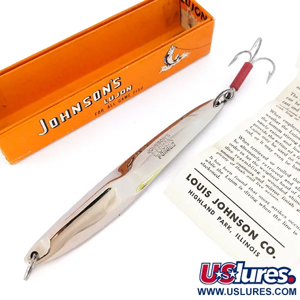 Vintage   Johnson Lujon Jig Lure, 2 1/2oz Nickel fishing spoon #10799