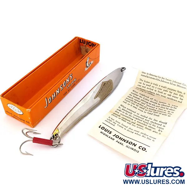 Vintage   Johnson Lujon Jig Lure, 2 1/2oz Nickel fishing spoon #10799