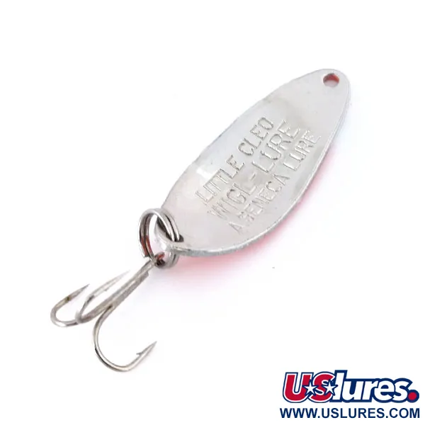 Vintage  Seneca Little Cleo UV, 1/4oz Fluorescent Orange / White / Nickel fishing spoon #10803