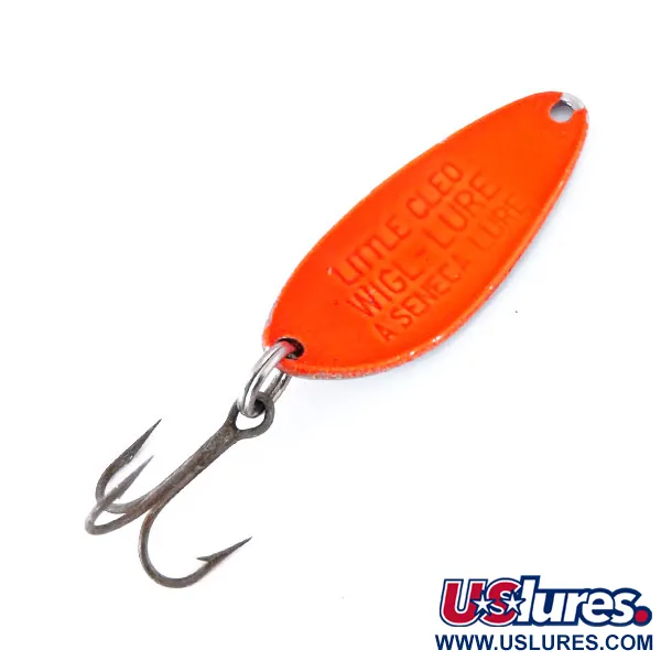 Vintage Seneca Little Cleo UV, 1/4oz Orange / Nickel fishing spoon #10804