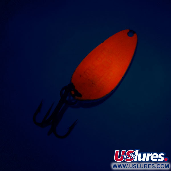 Vintage  Seneca Little Cleo UV, 1/4oz Orange / Nickel fishing spoon #10804