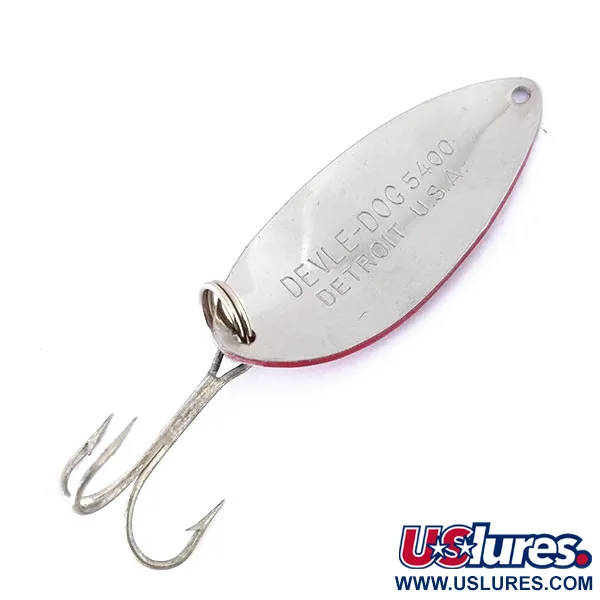 Vintage  Eppinger Dardevle Devle Dog 5400, 1/2oz Red / White / Nickel fishing spoon #10823