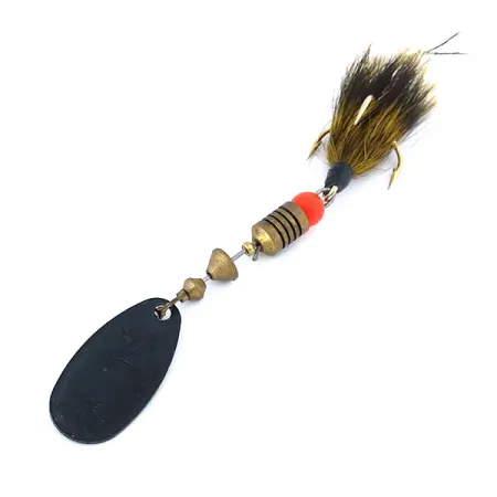 Vintage Mepps Black Fury 2 Dressed (squirrel tail), 3/16oz Black / Green spinning lure #10846