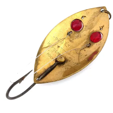 Vintage Hofschneider Weedless Red Eye Muskie , 2 1/4oz Bronze (Brass) fishing spoon #10850