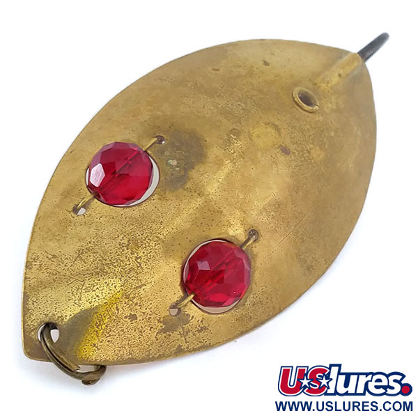 Vintage  Hofschneider Weedless Red Eye Muskie , 2 1/4oz Bronze (Brass) fishing spoon #10850