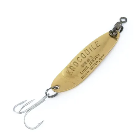 Vintage Luhr Jensen Krocodile Die #3, 1/3oz Hammered Gold fishing spoon #10855