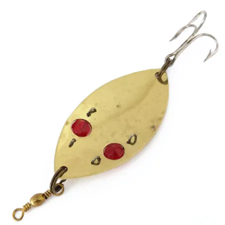 Vintage Gibbs Ruby Eye Wiggler, 1oz Gold / Red Eyes fishing spoon #10856