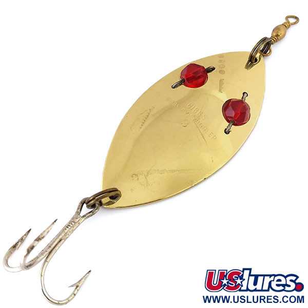 Vintage   Gibbs Ruby Eye Wiggler, 1oz Gold / Red Eyes fishing spoon #10856
