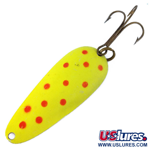 Vintage  Nebco Aqua Spoon UV, 3/5oz Yellow / Red / Nickel fishing spoon #10859