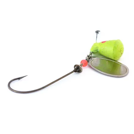 Vintage Other Tiny Teaser Royal Canadian UV, 3/5oz Nickel / Chartreuse spinning lure #10870
