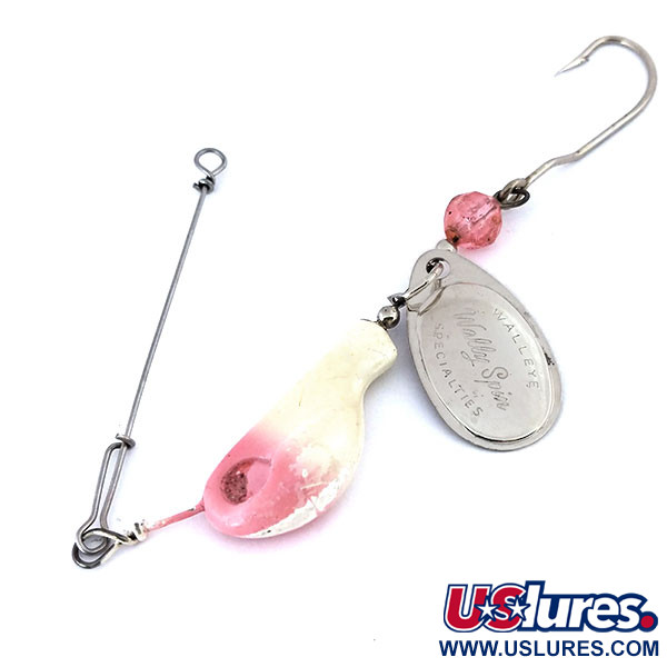 Vintage  Walleye Specialties Wally spin, 3/4oz Nickel / Pink spinning lure #10871