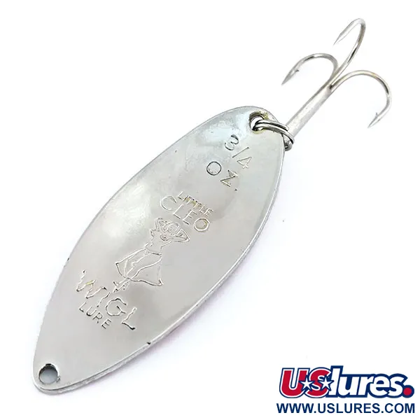 Vintage Seneca Little Cleo (Hula Girl), 3/4oz Nickel / Red fishing spoon #10896