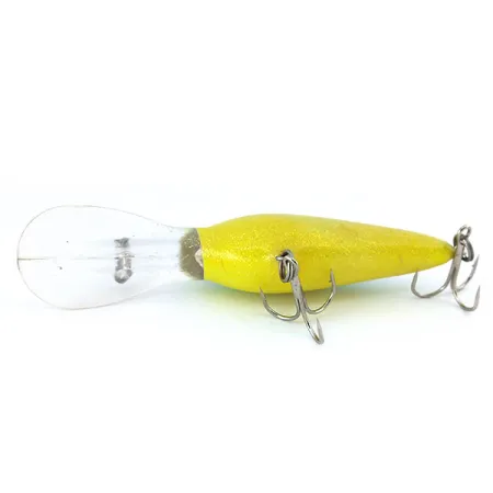 Vintage Norman DD 14, 3/5oz Yellow / Green / Glitter fishing lure #10920