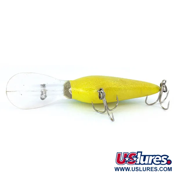 Vintage Norman DD 14, 3/5oz Yellow / Green / Glitter fishing lure #10920