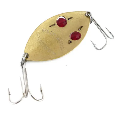 Vintage Hofschneider Red Eye Wiggler, 1oz Gold / Red fishing spoon #10928