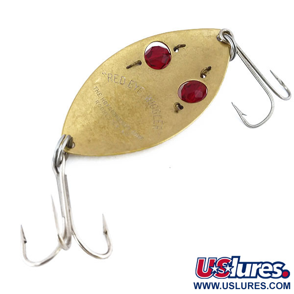 Vintage  Hofschneider Red Eye Wiggler, 1oz Gold / Red fishing spoon #10928