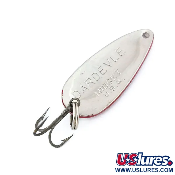 Vintage  Eppinger Dardevle Midget, 3/16oz Red / White / Nickel fishing spoon #10930