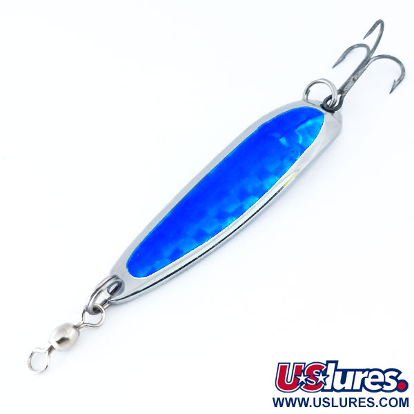 Vintage  Luhr Jensen Krocodile Die #4, 3/5oz Nickel / Blue fishing spoon #10933