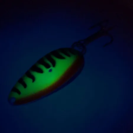 Vintage Acme Little Cleo UV, 1/3oz Fire Tiger  fishing spoon #10986