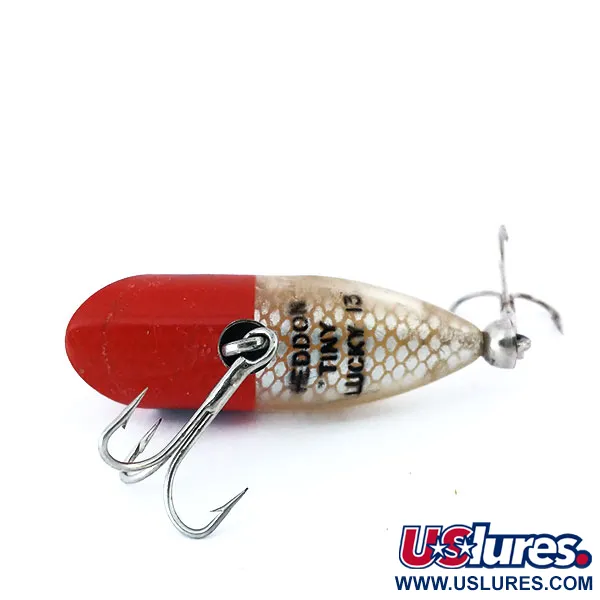 Vintage   Heddon Tiny Lucky 13, 3/16oz Red / White fishing lure #10992