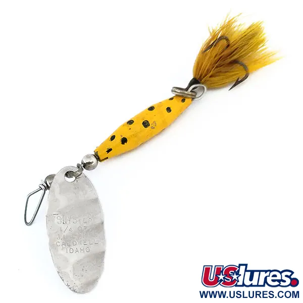 Vintage   Glen Evans Shyster, 1/4oz Nickel / Yellow spinning lure #11020