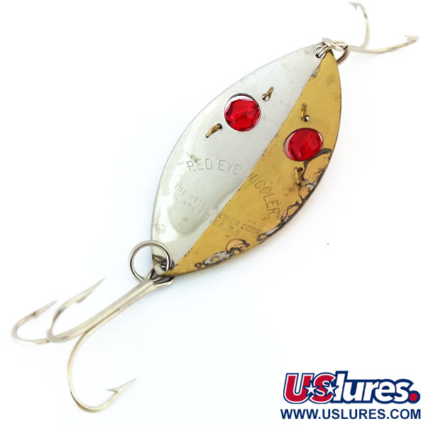 Vintage  Hofschneider Red Eye Wiggler , 1oz Gold / Nickel fishing spoon #11025