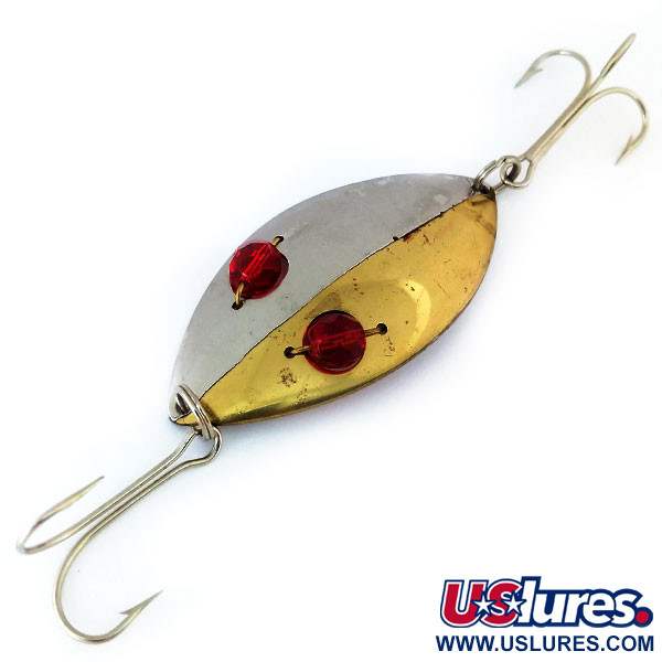 Vintage  Hofschneider Red Eye Wiggler , 1oz Gold / Nickel fishing spoon #11025