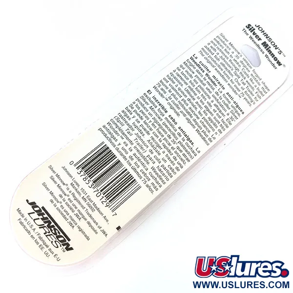   Weedless Johnson Silver Minnow, 1/4oz Orange / Green / Nickel fishing spoon #11048