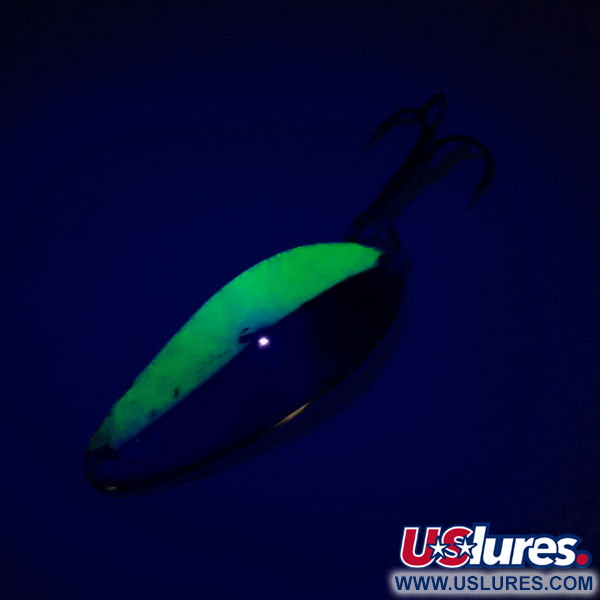 Vintage  Seneca Little Cleo UV, 1/4oz Nickel / Green fishing spoon #11059