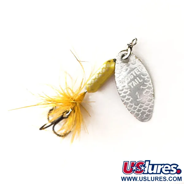 Vintage  Yakima Bait Worden’s Original Rooster Tail 1, 3/32oz Silver / Yellow spinning lure #11075