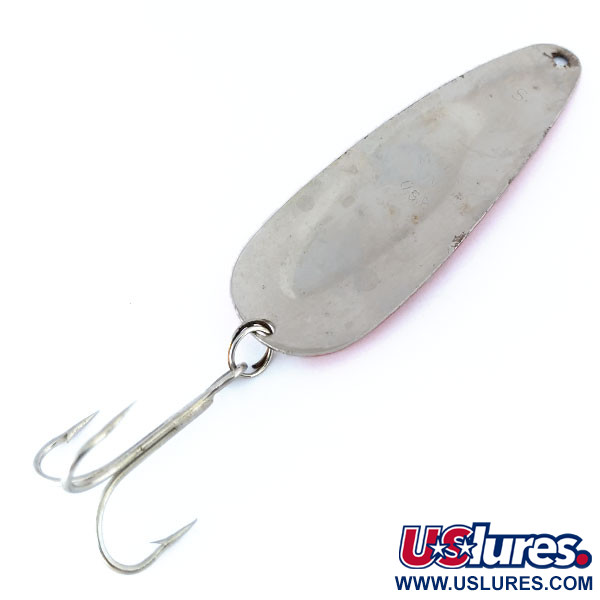 Vintage  Worth Chippewa Steel Spoon, 3/5oz Red / White / Nickel fishing spoon #11082