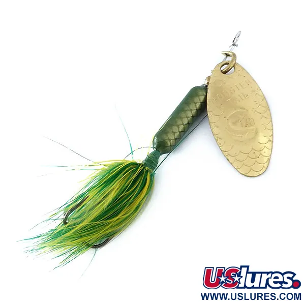 Vintage  Yakima Bait Worden’s Original Rooster Tail, 1/8oz Gold / Green spinning lure #11096