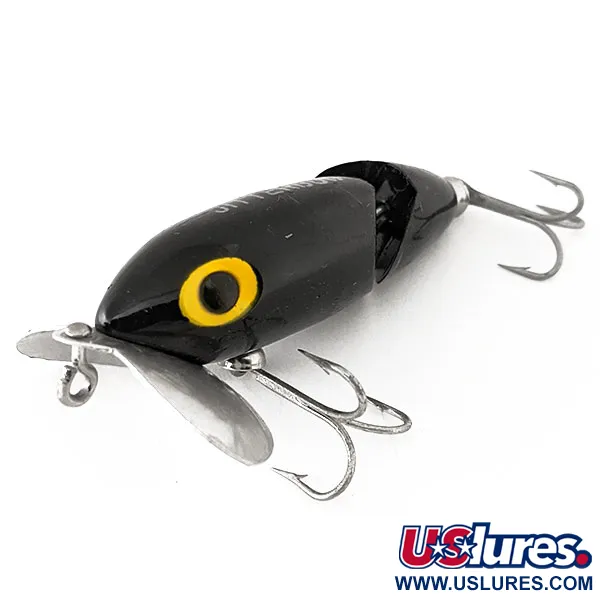 Vintage Rapala Fred Arbogast Jitterbug, 1/3oz Black fishing lure #11136