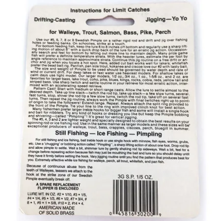 Bay de Noc Swedish pimple 3G, 3/16oz Copper fishing spoon #11144