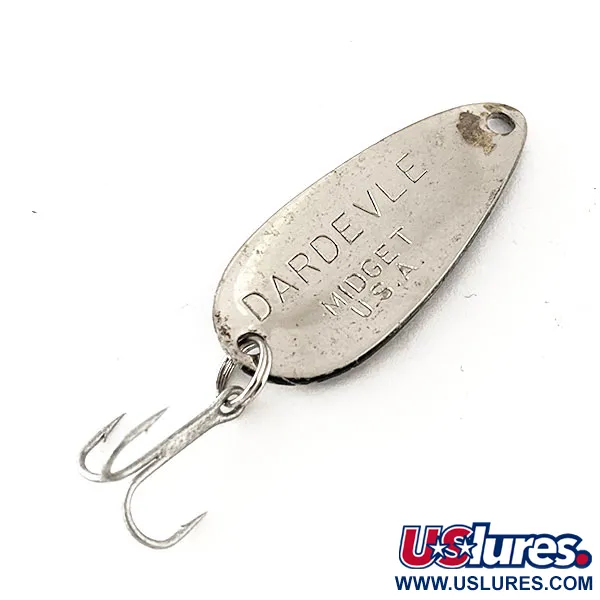 Vintage Eppinger Dardevle Midget, 3/16oz Black / White / Nickel fishing spoon #11167