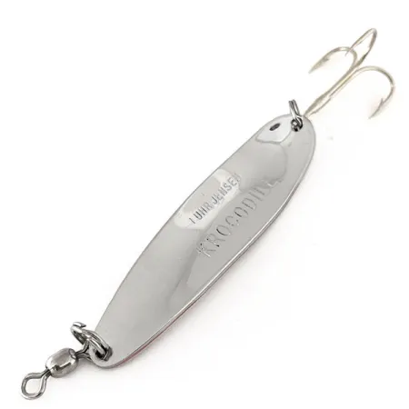 Vintage Luhr Jensen Krocodile Die #4, 1/2oz Nickel / Red fishing spoon #11177