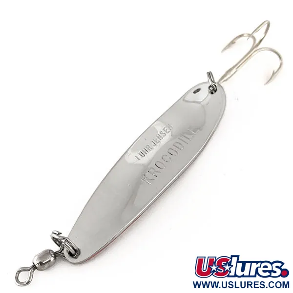 Vintage Luhr Jensen Krocodile Die #4, 1/2oz Nickel / Red fishing spoon #11177