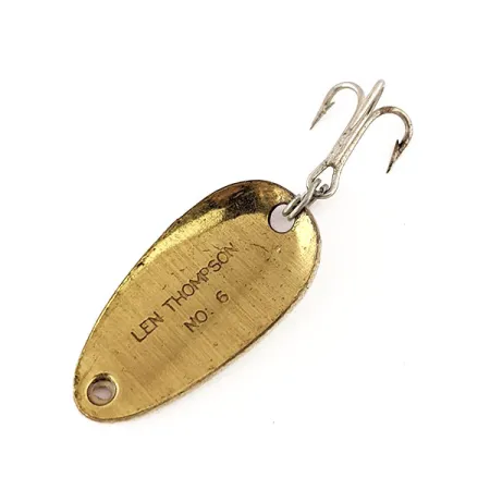 Vintage Len Thompson #6, 1/8oz Red / White / Brass fishing spoon #11190