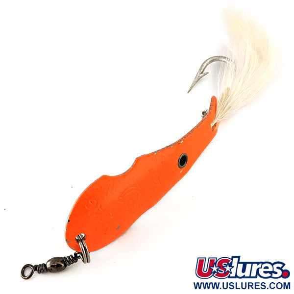   Panther Martin Zig Zag con Penna, 3/5oz Fluorescent Orange Glow in UV light, Fluorescent fishing spoon #11202