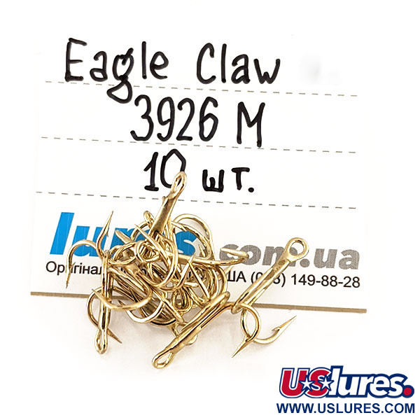 Treble Hook Eagle Claw #10 3926 M, Gold fishing #11610